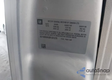 2011 Chevrolet Impala Lt z USA, uszkodzony, nr VIN 2G1WB5EK2B1201278